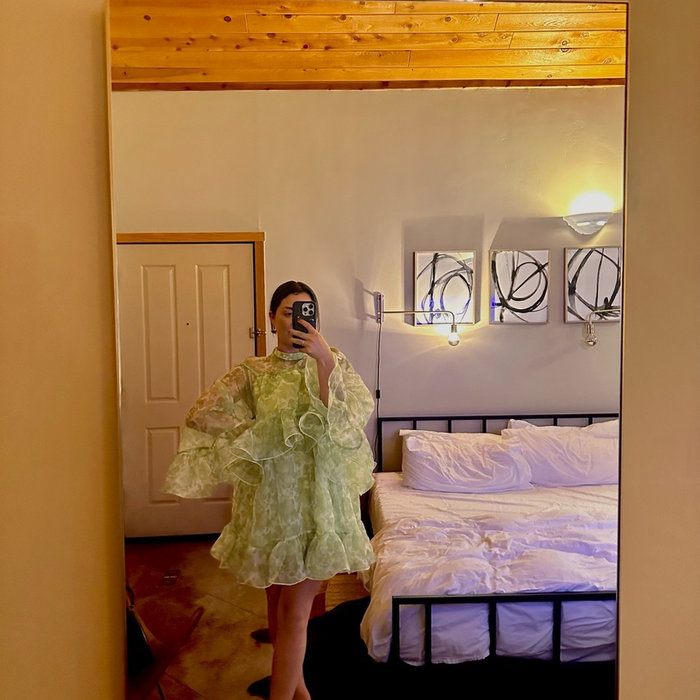 Elegant Long Sleeve Green Dress